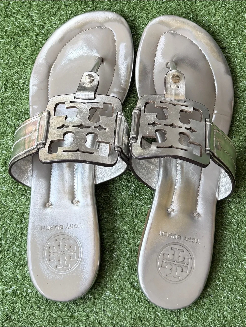 Tory Burch Silver Metallic Women’s Miller Thong Sandals